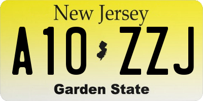 NJ license plate A10ZZJ