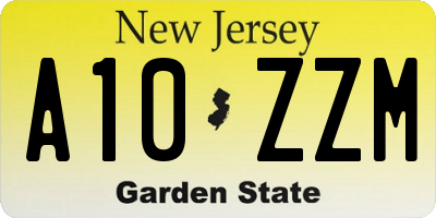 NJ license plate A10ZZM