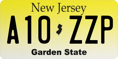 NJ license plate A10ZZP