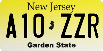 NJ license plate A10ZZR