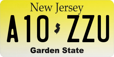 NJ license plate A10ZZU