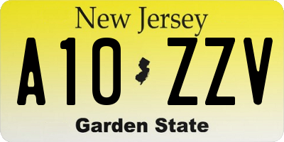 NJ license plate A10ZZV