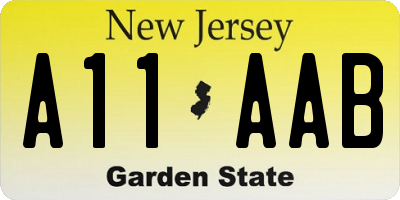 NJ license plate A11AAB