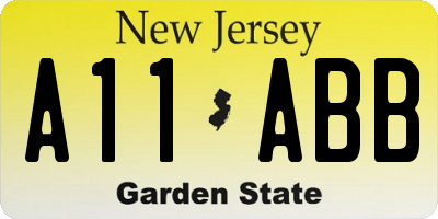 NJ license plate A11ABB
