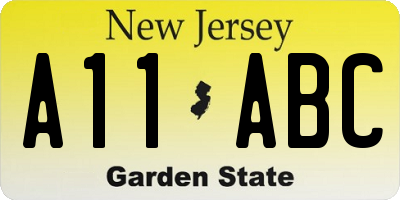 NJ license plate A11ABC