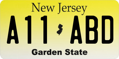 NJ license plate A11ABD