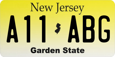 NJ license plate A11ABG