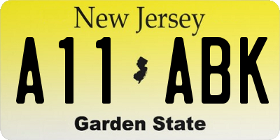 NJ license plate A11ABK