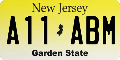 NJ license plate A11ABM