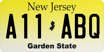 NJ license plate A11ABQ