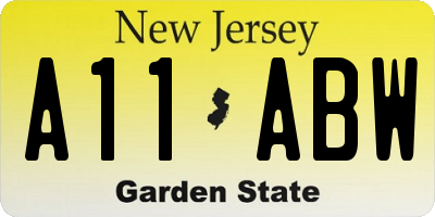 NJ license plate A11ABW