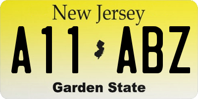 NJ license plate A11ABZ