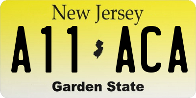 NJ license plate A11ACA