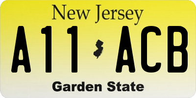 NJ license plate A11ACB