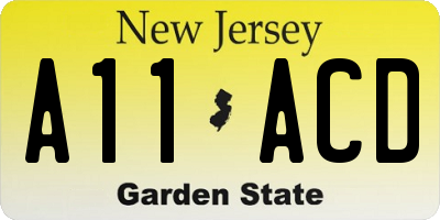 NJ license plate A11ACD