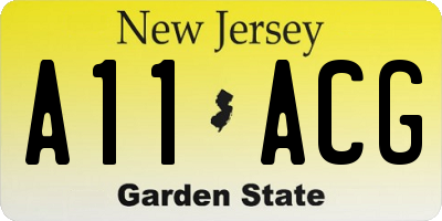 NJ license plate A11ACG