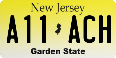 NJ license plate A11ACH