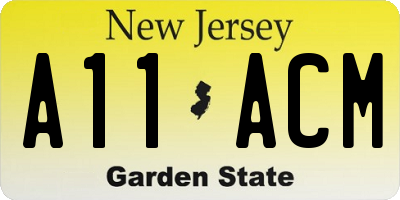 NJ license plate A11ACM