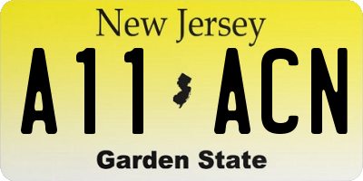 NJ license plate A11ACN