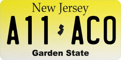 NJ license plate A11ACO