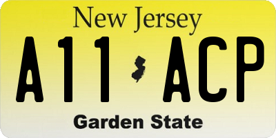 NJ license plate A11ACP