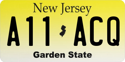 NJ license plate A11ACQ