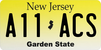 NJ license plate A11ACS