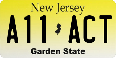 NJ license plate A11ACT