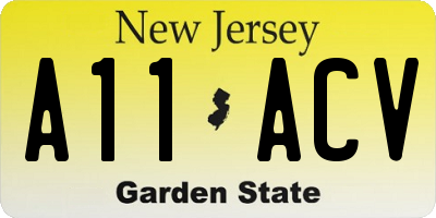 NJ license plate A11ACV