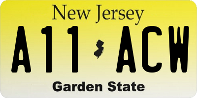 NJ license plate A11ACW