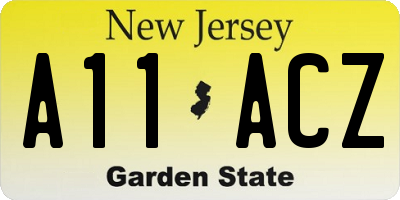 NJ license plate A11ACZ