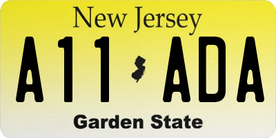 NJ license plate A11ADA