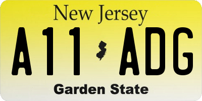 NJ license plate A11ADG