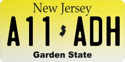 NJ license plate A11ADH