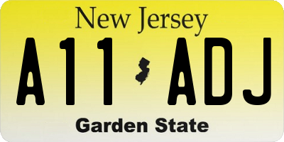 NJ license plate A11ADJ