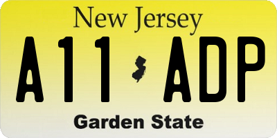 NJ license plate A11ADP
