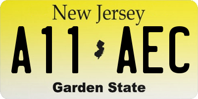 NJ license plate A11AEC
