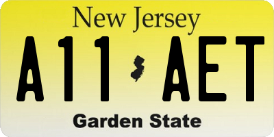 NJ license plate A11AET