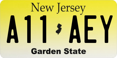 NJ license plate A11AEY