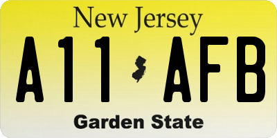 NJ license plate A11AFB