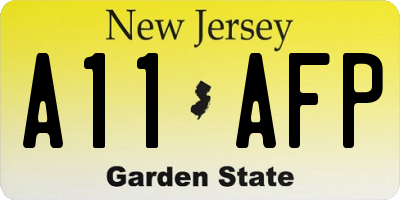 NJ license plate A11AFP