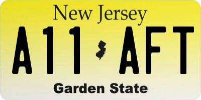 NJ license plate A11AFT