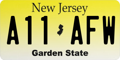 NJ license plate A11AFW
