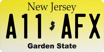 NJ license plate A11AFX