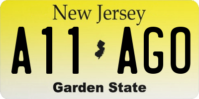 NJ license plate A11AGO