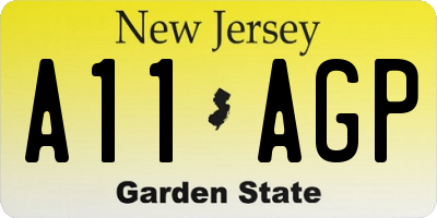 NJ license plate A11AGP