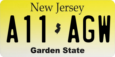 NJ license plate A11AGW