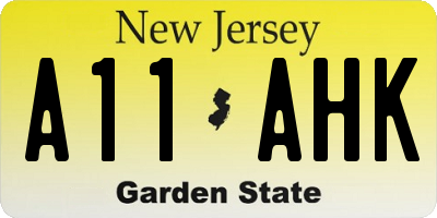 NJ license plate A11AHK
