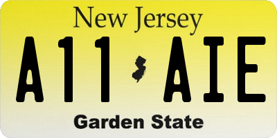 NJ license plate A11AIE