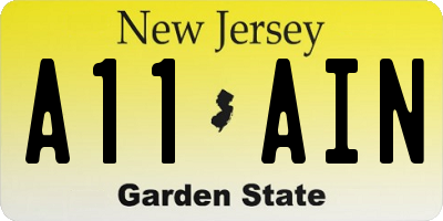 NJ license plate A11AIN